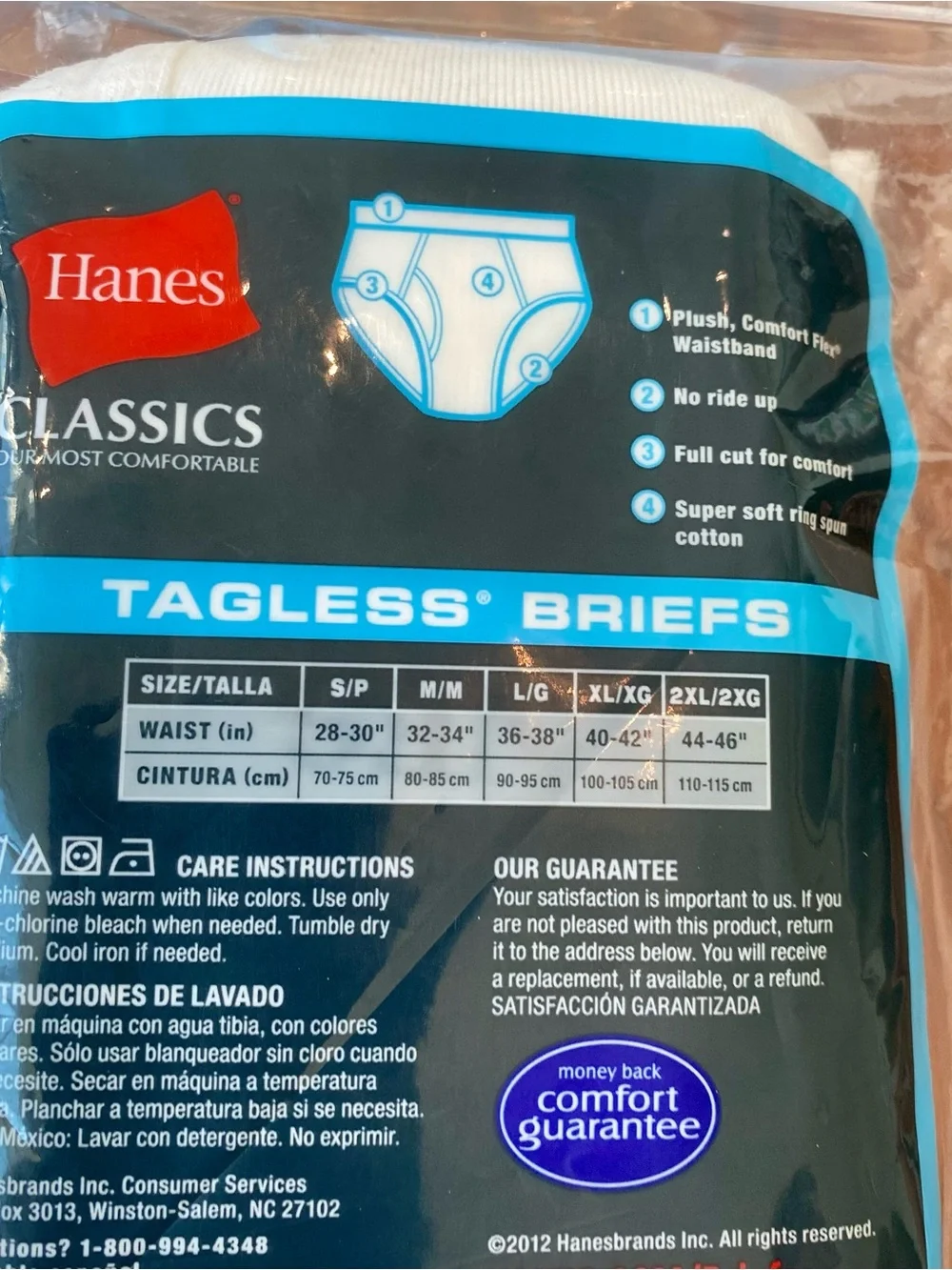 Hanes White Classics Tagless Men's Briefs - Pack of 7 - NWT